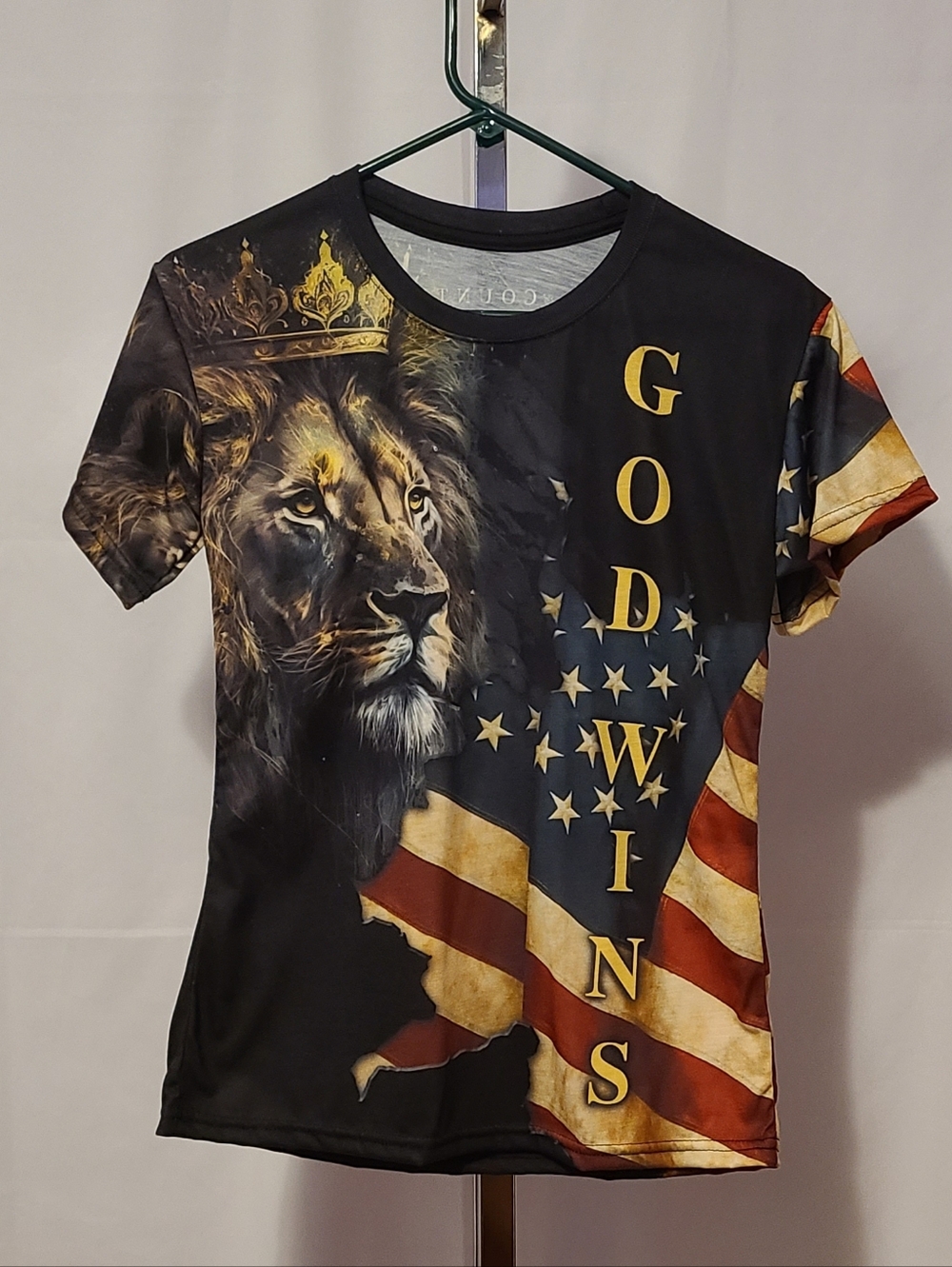 Lion With Crown God Wins American Flag Shirt